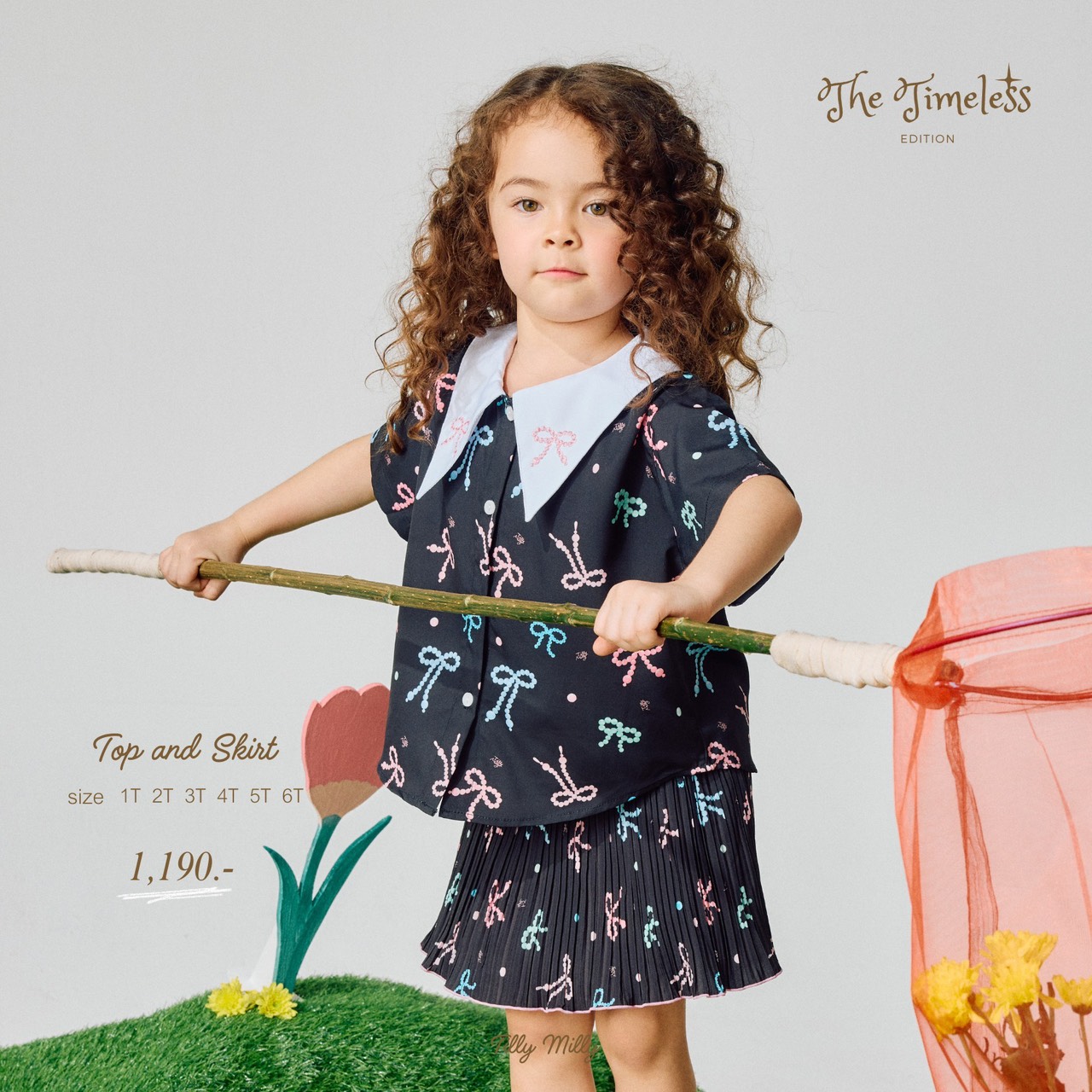 Tilly Milly ชุดเซ็ตลายโบว์สีดำ กระโปรงพลีท - The timeless ราคา 1,190 บาท*ส่งฟรี