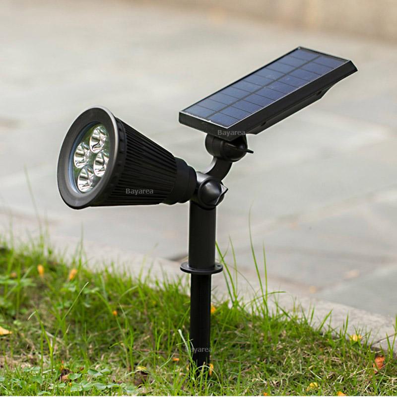 โคมไฟสนาม โคมไฟพลังงานแสงอาทิตย์ 4 LED Spotlight Solar garden light (แสงสีเหลือง)