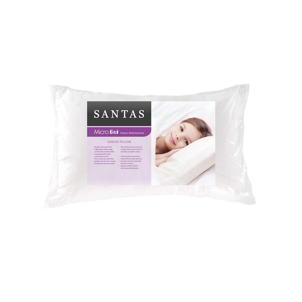 SANTAS หมอนหนุนเด็ก รุ่น MICRO GEL JUNIOR พร้อมปลอกหมอนในแพ็คแบบคละลาย ราคา 920 บาท*ส่งฟรี