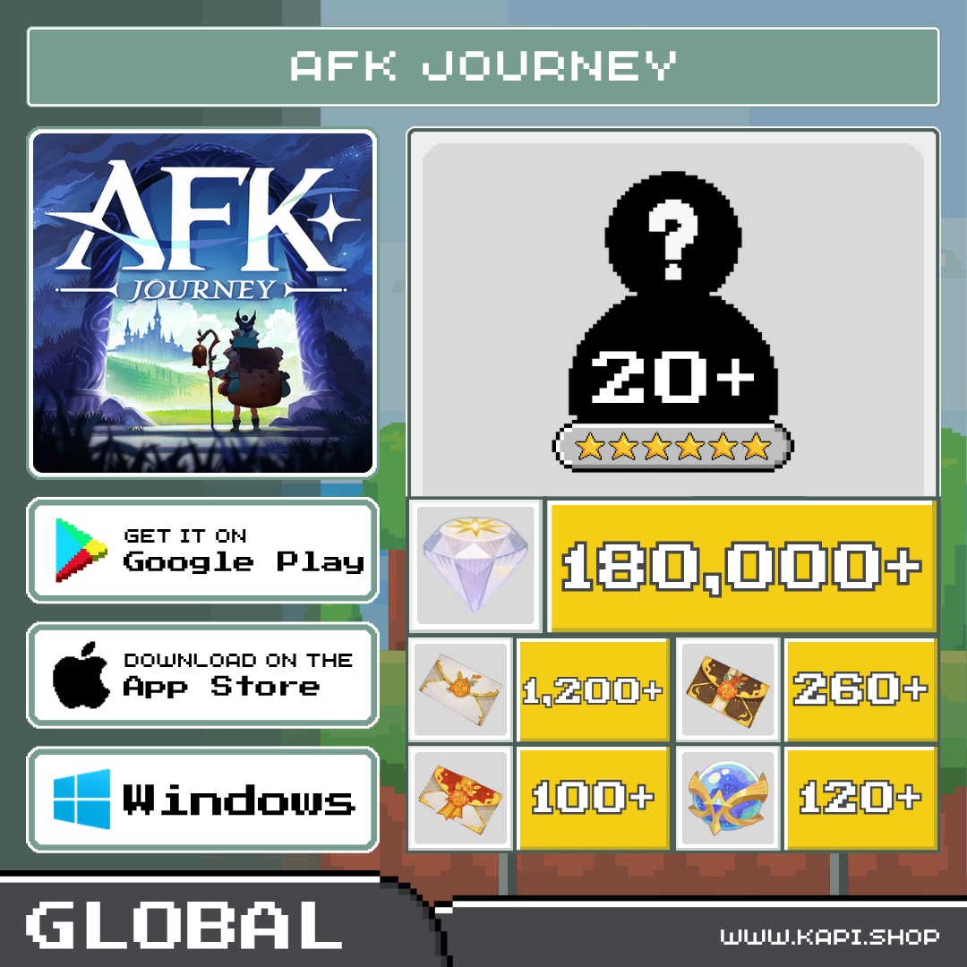 AFK Journey (Global) - 180,000+ Diamonds + Random 6-Star Characters, 20 or More. ราคา 475 บาท*ส่งฟรี