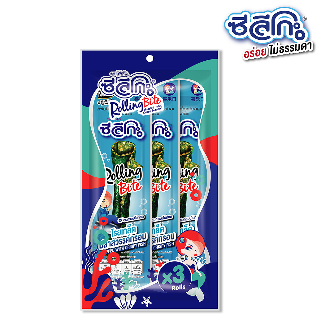 Roasted Rolled Crispy Seaweed Topped with Crispy Fish (7.5g) ราคา 24 บาท*ส่งฟรี