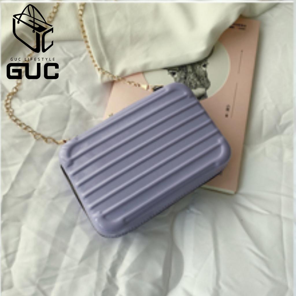 พิเศษกระเป๋าสะพายข้างทรงกล่องสีพื้นลายเส้น(B939)