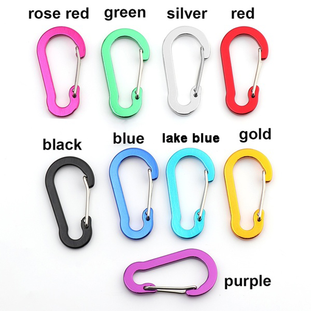 10 Pcs Snap Carabiner Hook Clip Spring Key Chain Aluminum Camping Buckle chains 