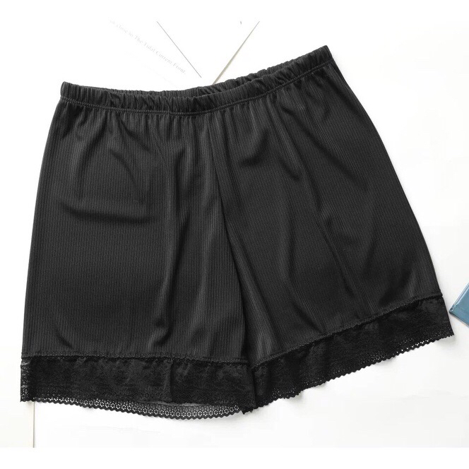 Safety pants anti-lightening female summer ice silk traceless loose thin section lace bottoming shorts insurance pants （Waist: 24-38 inches）8807#