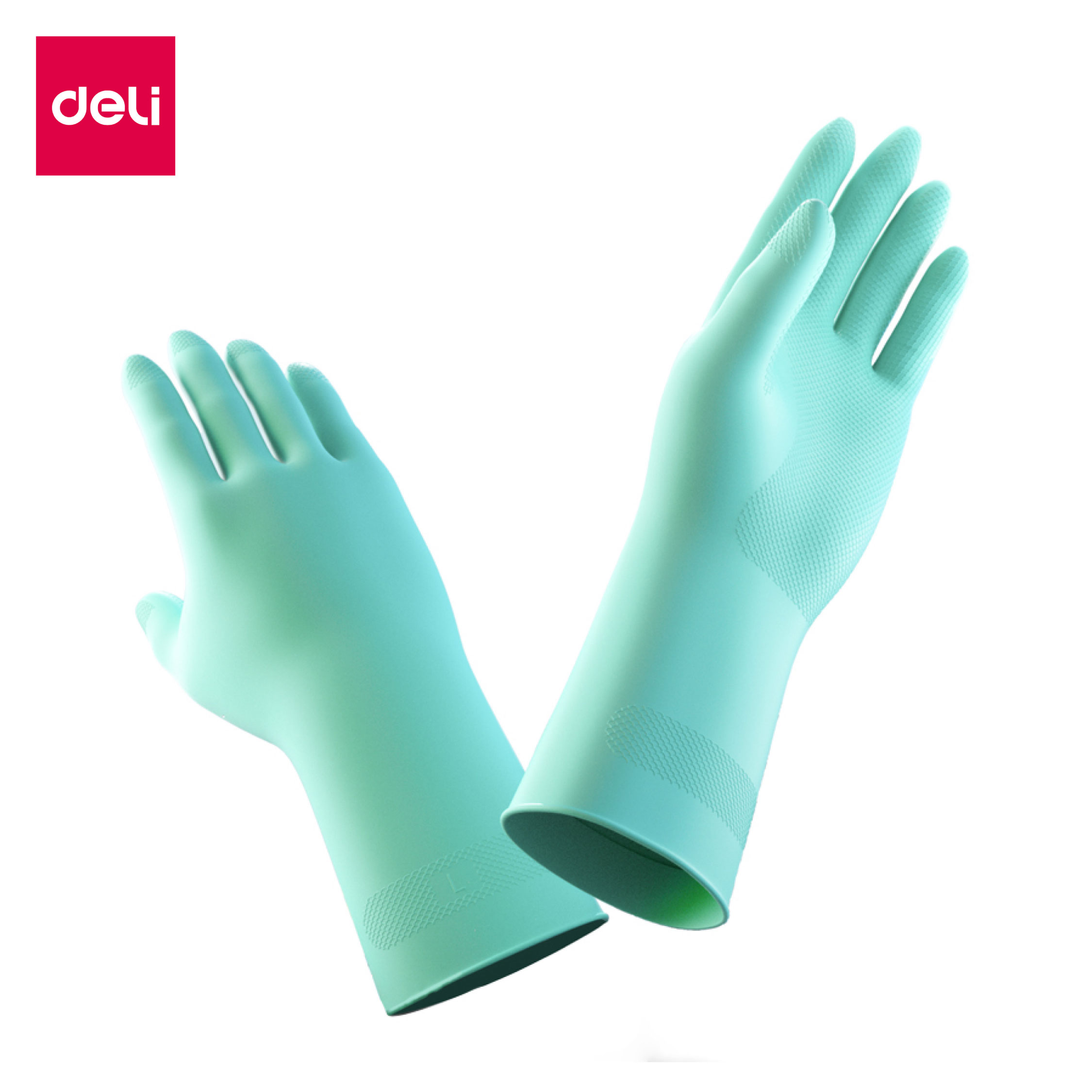 Deli ถุงมือล้างจาน ถุงมือยางทำความสะอาด ถุงมือยางอเนกประสงค์ ใช้ซ้ำได้ ป้องกันผิวหนัง ไม่ลื่น สัมผัสหน้าจอได้ Gloves ราคา 37 บาท*ส่งฟรี
