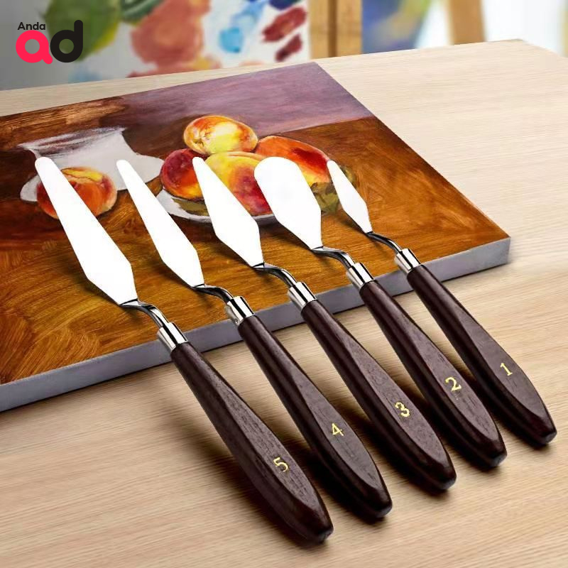 ชุด 5 ชิ้น เครื่องมือวาดภาพสีน้ำมัน ไม้พาย เครื่องมือวาดภาพ ชุดมีดโกน / Oil Painting Cutter Artist Painting Scraper