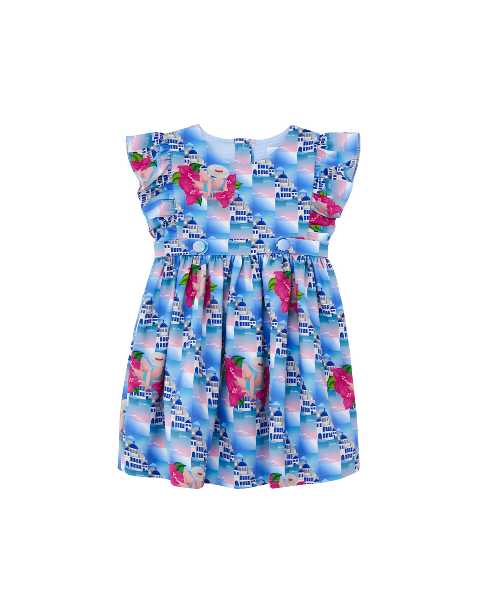 KLOSET Mixed Print Ruffle Dress (KID22-KD004)เดรสชุดเด็ก คอกลม แขนระบาย ราคา 1,825 บาท*ส่งฟรี