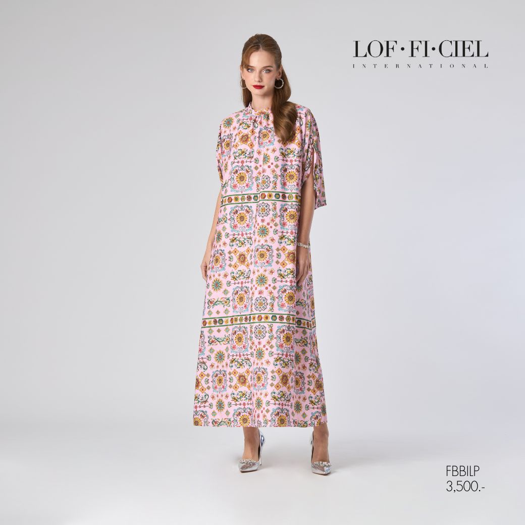 LOF-FI-CIEL Maxi dress Pink grand palace garden เดรสยาว ทรงหลวม ฟรีไซส์ สีชมพู FBBILP ราคา 3,421 บาท*ส่งฟรี