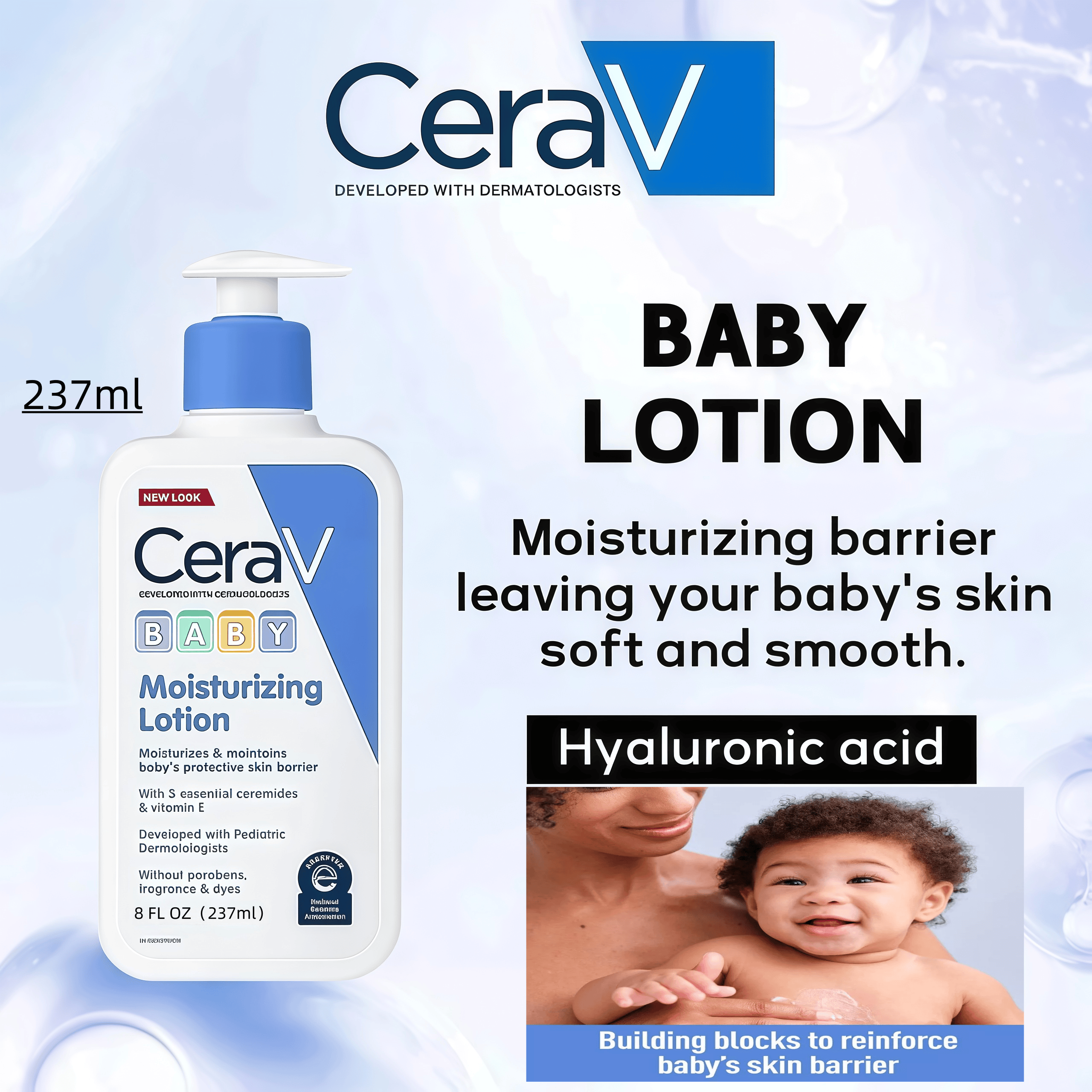 Cerave Baby Moisturizing Lotion 237ml, Gentle Baby Skin Care Lotion, Protects the Skin. ราคา 195 บาท*ส่งฟรี