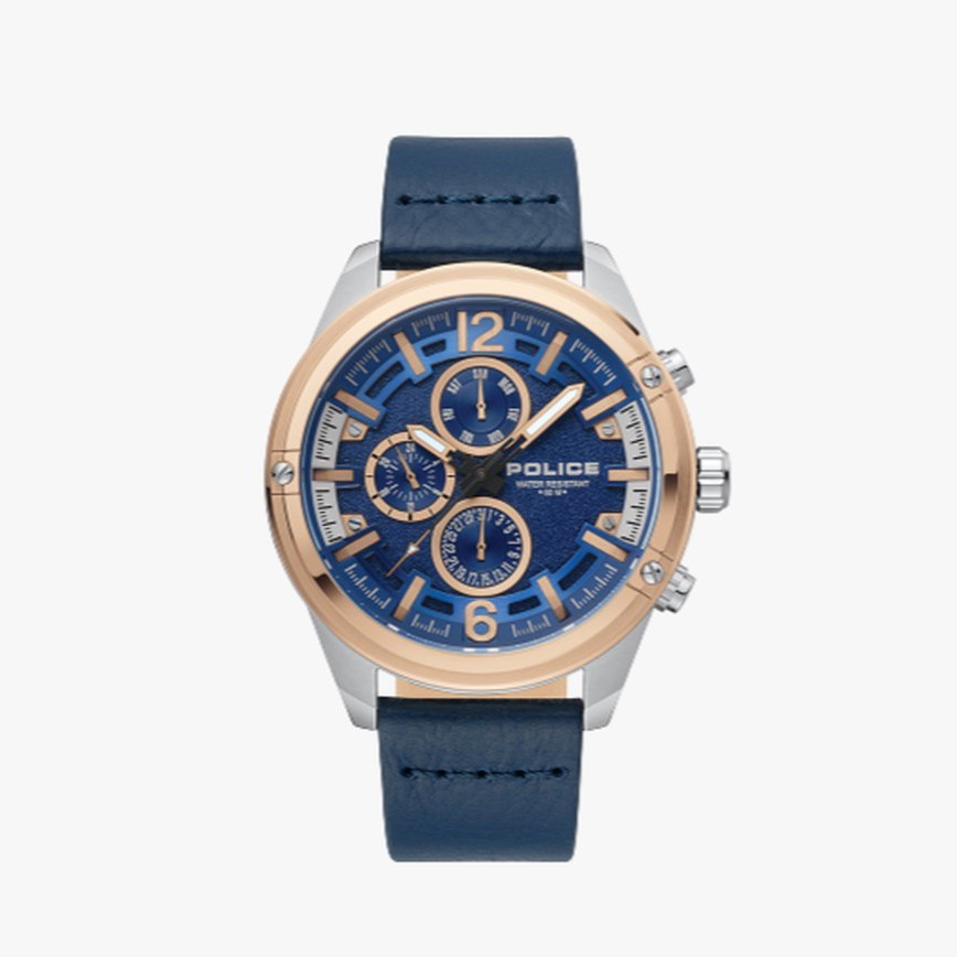 POLICE นาฬิกาข้อมือผู้ชาย Police multifunction blue leather watch รุ่น PL-15665JSTR/03 นาฬิกาข้อมือ ราคา 7,900 บาท*ส่งฟรี