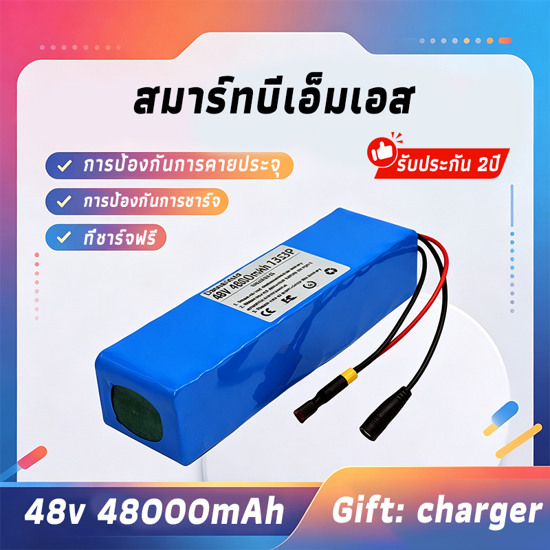 Lithium Battery for E-Bike 48V 100Ah Battery 100000Mah 720W 13S3P Xt60 54.6V with Bms + Charger