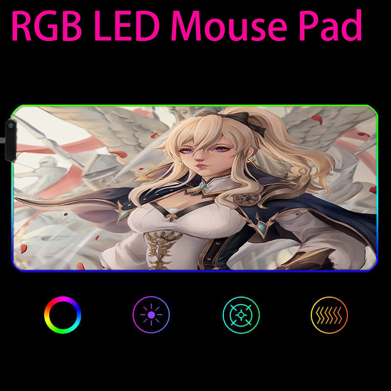 RGB LED Gaming Mouse Pad Mousepad Cool Mause Pad Keyboard Desk Carpet Game Rubber No-slip Mouse Mat Gamer Genshin Impact 90x40cm