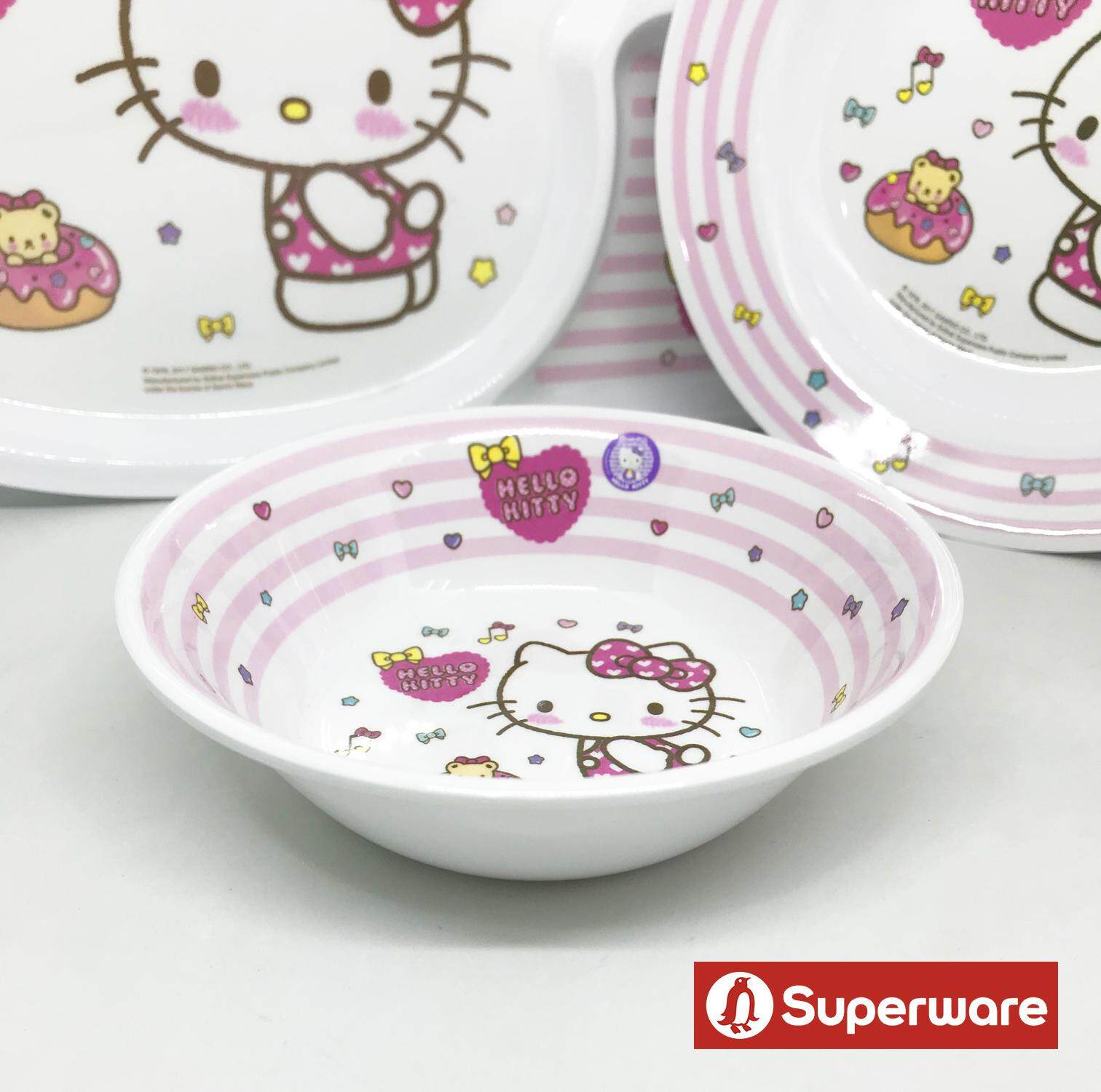 [ขายแยกชิ้น] ช้อนส้อมเด็ก จานชาม ถาดหลุม แก้วน้ำเด็ก Sanrio Kitty คิตตี้ - โดนัท ศรีไทยซุปเปอร์แวร์ / 1 ชิ้น