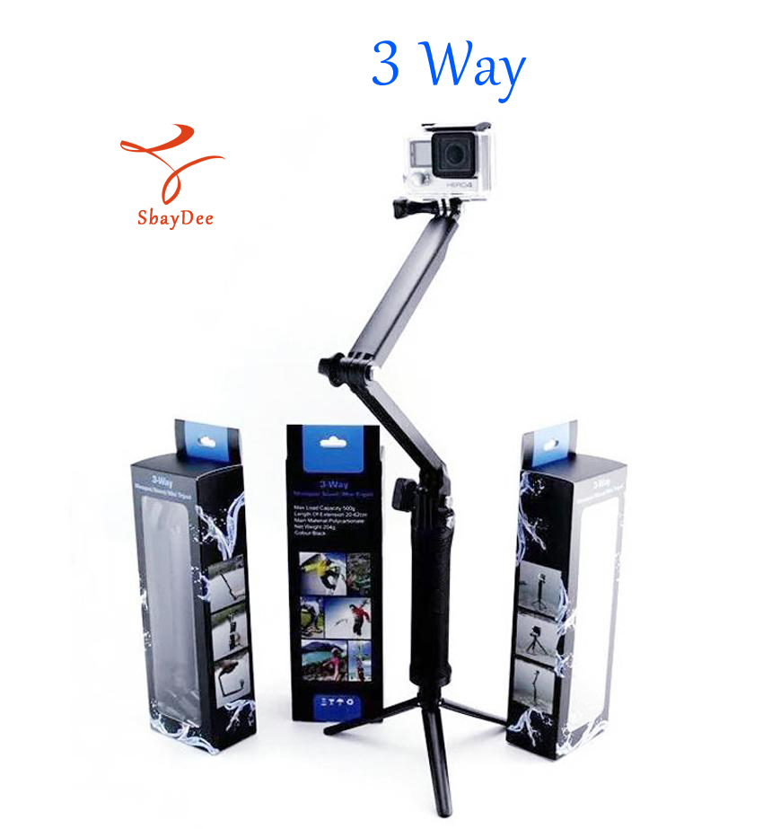 เกี่ยวกับสินค้า 3 Way ไม้เซลฟี่พับได้ ขาตั้ง3ขาในตัว สำหรับโทรศัพท์ และ กล้อง 3 Way Selfie Monopod GoPro Hero 11/10/9/8/8/7/6/5/4/3+/3 SJCam YI