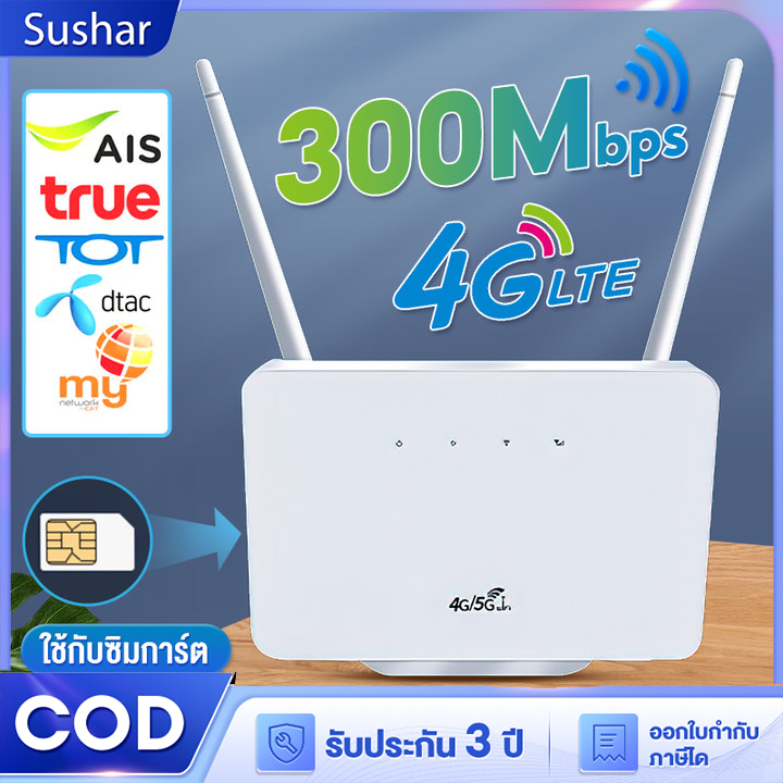 เร้าเตอร์ใส่ซิม เราเตอร์ 4G/5G Router wifi 300 Mbps 2.4Ghz ใช้ได้กับซิมทุกเครือข่าย เสียบใช้เลย ไม่ติดตั้ง รับประกัน 3ปี ราคา 739 บาท*ส่งฟรี