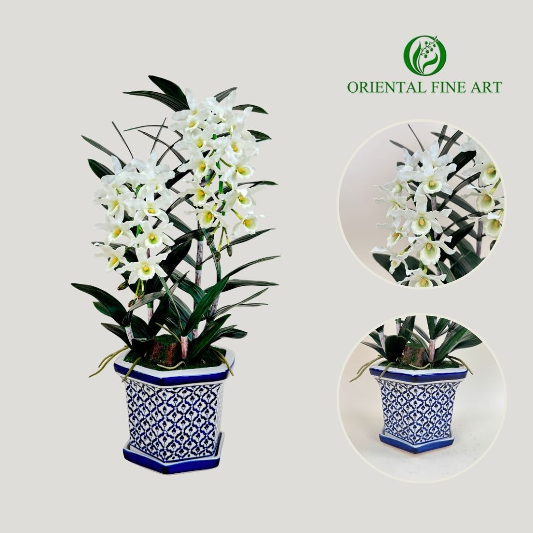 Fake Rattan Dendrobium Orchid Pot Flowers with Ready-Made Pots ราคา 3,300 บาท*ส่งฟรี