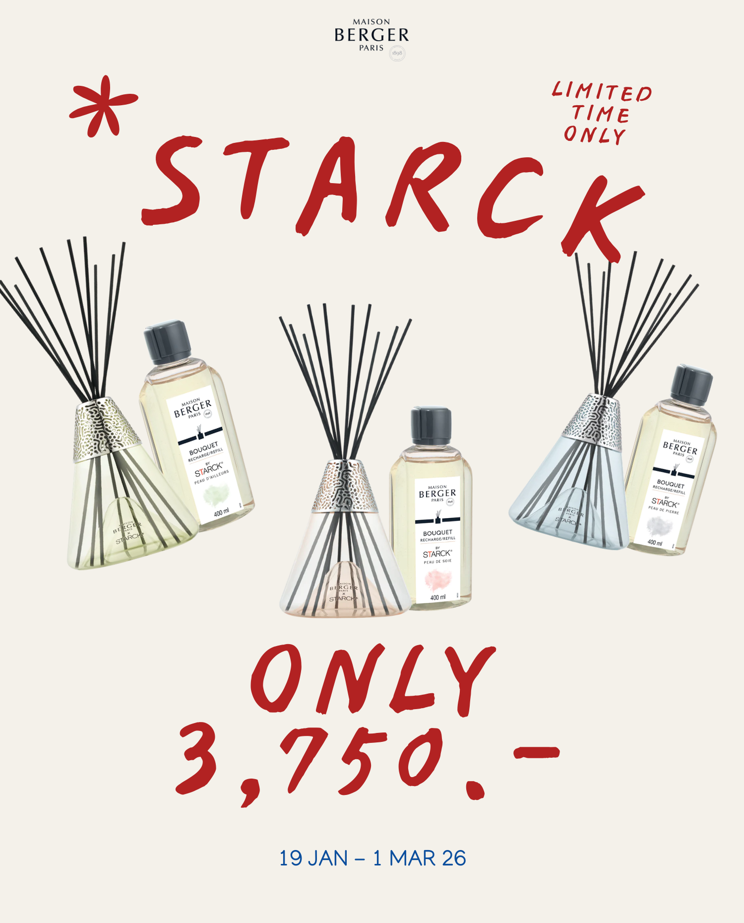 Maison Berger Paris X Starck Diffuser, Fragrance Diffuser Stick, Home Fragrance, Fragrance Stick, French Perfume, Starck Model ราคา 3,750 บาท*ส่งฟรี