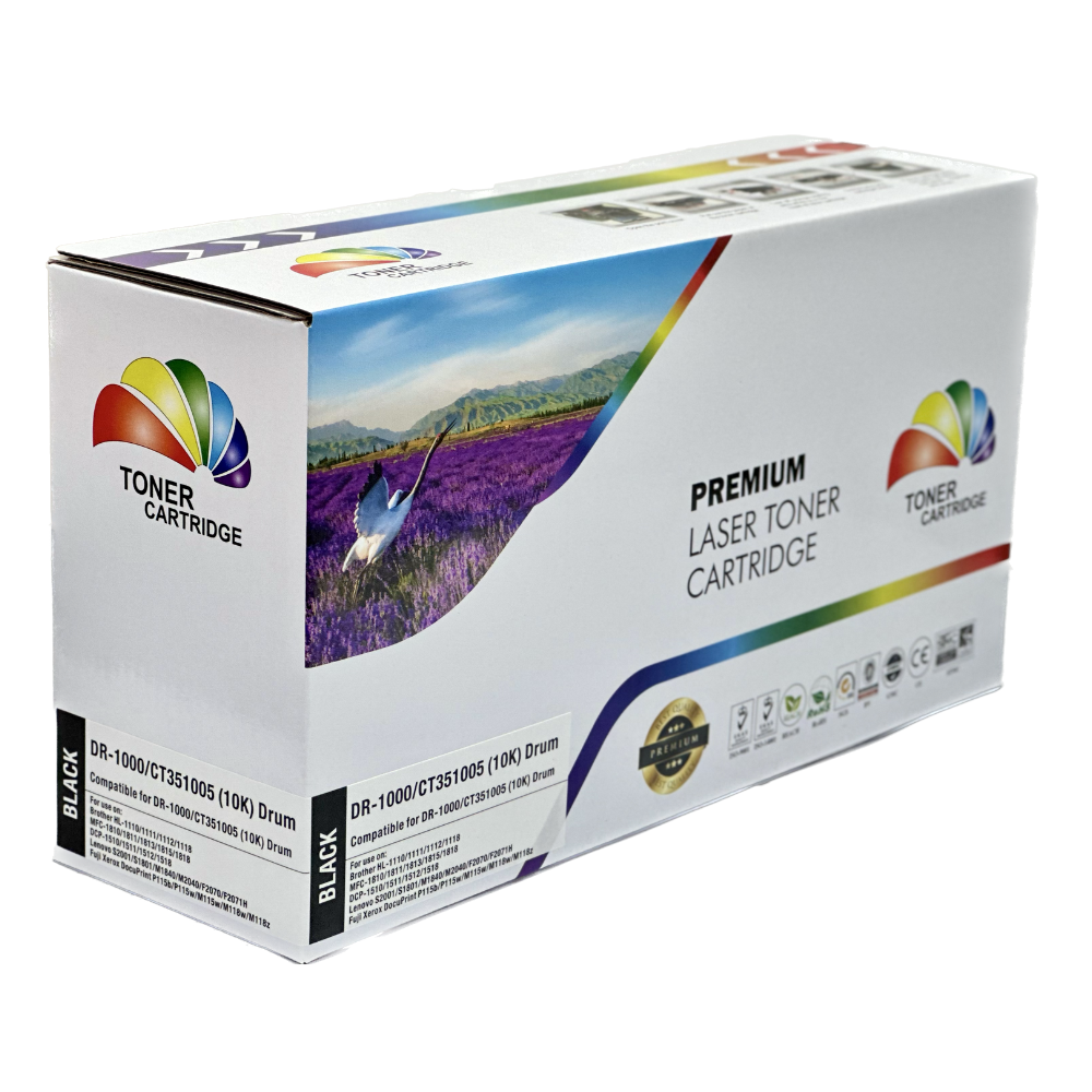 DR-1000 / CT351005 / ดรัมเทียบเท่า /HL-1110/HL-1210w/DCP-1510/DCP-1610w/MFC-1810/MFC-1815/MFC-1910w/P115b/P115W/M115fs/ สีดำ / 10,000 แผ่น / 1 กล่อง ราคา 300 บาท*ส่งฟรี