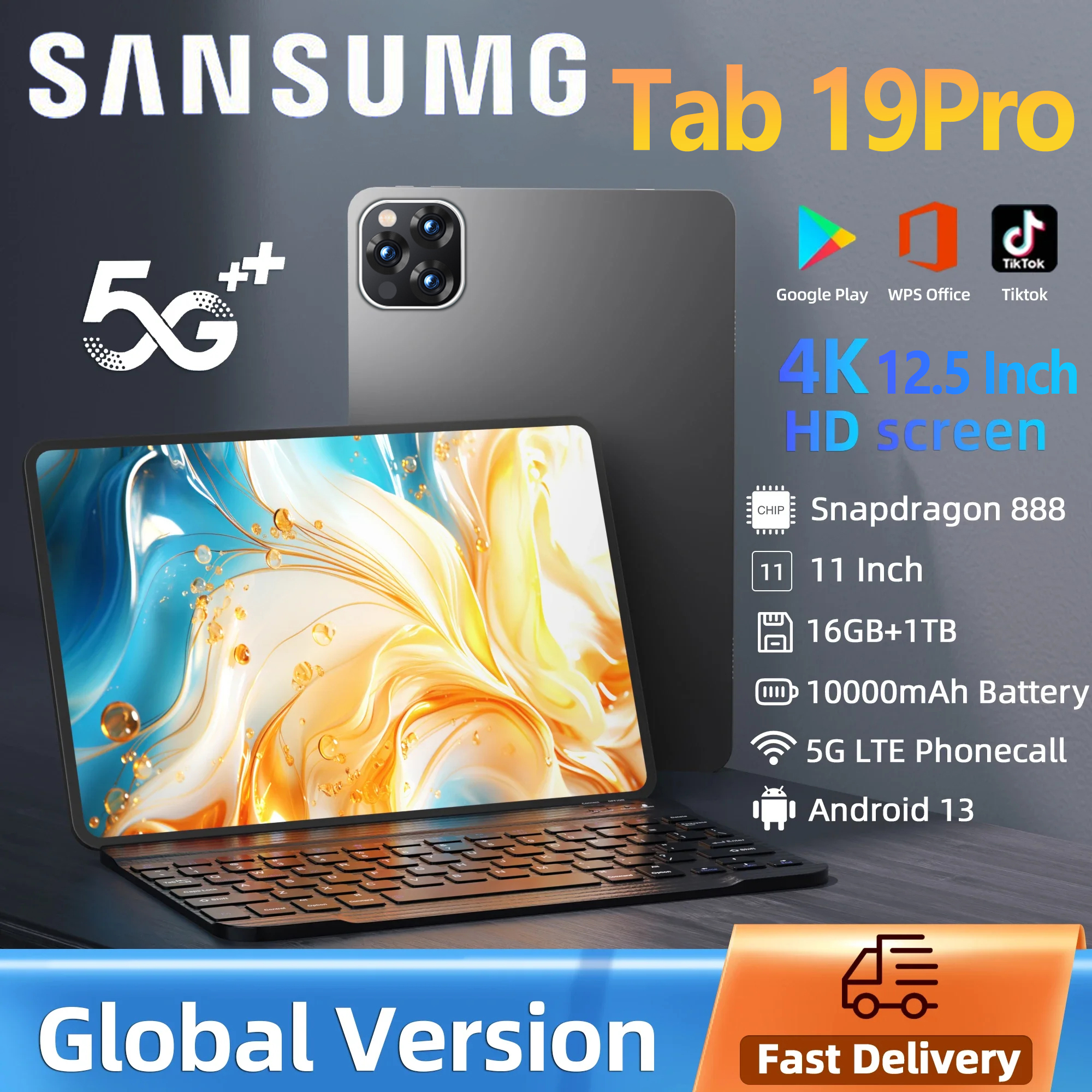 【1 Year Warranty】Genuine Sansumg 19 Pro 12.5 Inch Tablet Ram16G+Rom512G Full Hd Tablet Pc Android13.0 Wifi Tablet 4G/5G Processor Genuine Tablet 13-Core Screen Tablet Cheap Tablet Free Shipping 24+58Mp Tablet 18Pro Cheap Tablet ราคา 699 บาท*ส่งฟรี