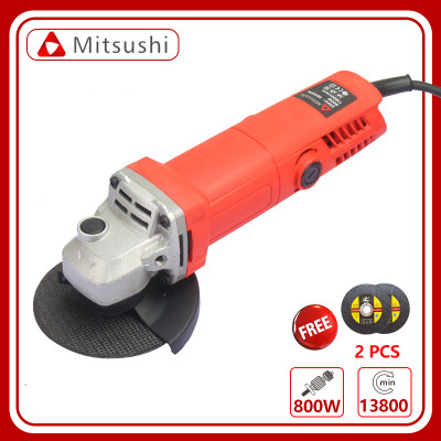 Mitsushi เครื่องเจียร์ 4 นิ้ว หินเจีย ลูกหมู  เครื่องเจียร หินเจียร 800 W  พร้อมด้ามจับและฝาครอบป้องกัน เครื่องมือช่าง ฟรี! ใบตัด 2 แผ่น