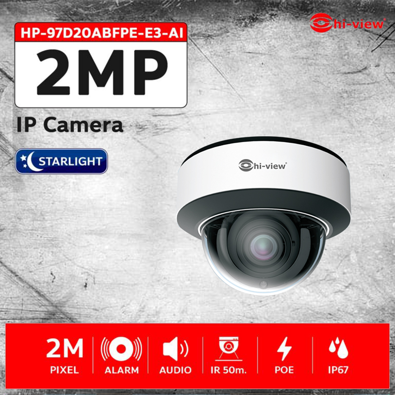 กล้องถ่ายรูป กล้องดิจิตอล Hi-view วงจรปิด รุ่น HP-97D20ABFPE-E3-AI คมชัด 2 ล้านพิกเซล IR Starlight Dome ราคา 6,650 บาท*ส่งฟรี