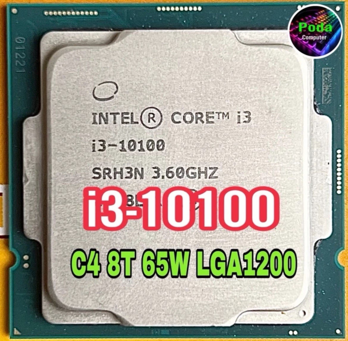ซีพียู CPU Intel Core i3 10100 4คอ 8เทรด 65W LGA 1200 ฟรีซิลิโคน1ซอง i3 10100 - ยี่ห้อ Intel ราคา 2,290 บาท*ส่งฟรี