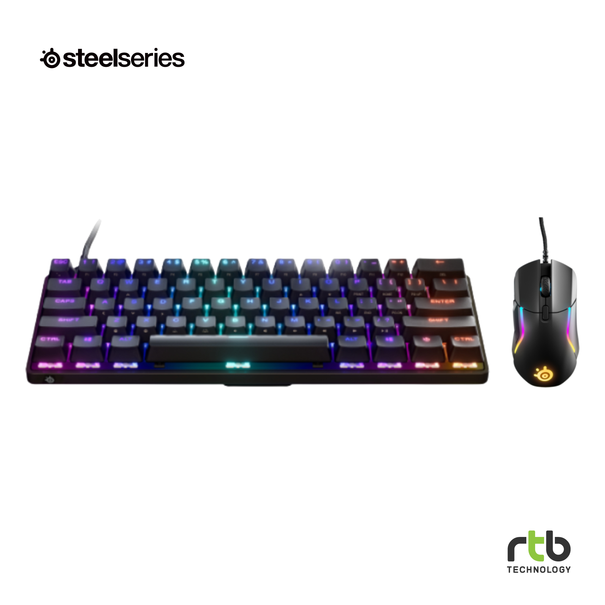 SteelSeries เซ็ท คีย์บอร์ด รุ่น Apex 9 Mini & เมาส์เกมมิ่ง รุ่น Rival 5 -Black - ยี่ห้อ SteelSeries ราคา 9,680 บาท*ส่งฟรี
