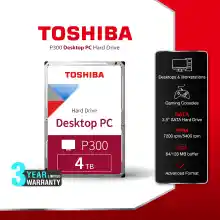 ภาพขนาดย่อของสินค้าToshiba PC HDD (4TB) 3.5" SATA 3.5 รุ่น P300HDWD240 5400RPM C/B 128MB Desktop Internal Harddisk เก็บข้อมูลทั่วไป