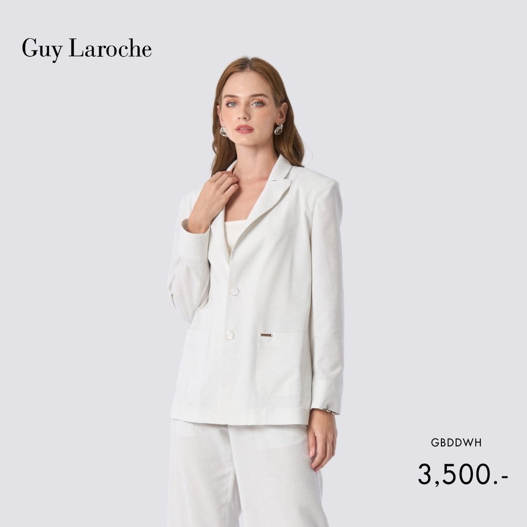 Guy Laroche Jacket Re-Loop Plc Recycled Oversized Jacket, Work Suit, Long Sleeve, Oversized, White Gbddwh ราคา 3,500 บาท*ส่งฟรี
