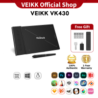 VEIKK VK430 เมาส์ปากกา 4X3นิ้วพกพาได้บางเฉียบ OSU!  แท็บเล็ตวาดรูปดิจิตอลแท็บเล็ตแท็บเล็ตวาดรูปดิจิตอลสไตลัสไร้แบตเตอรี่16384และคีย์ด่วนปรับแต่งได้4ปุ่มสำหรับ Windows Mac