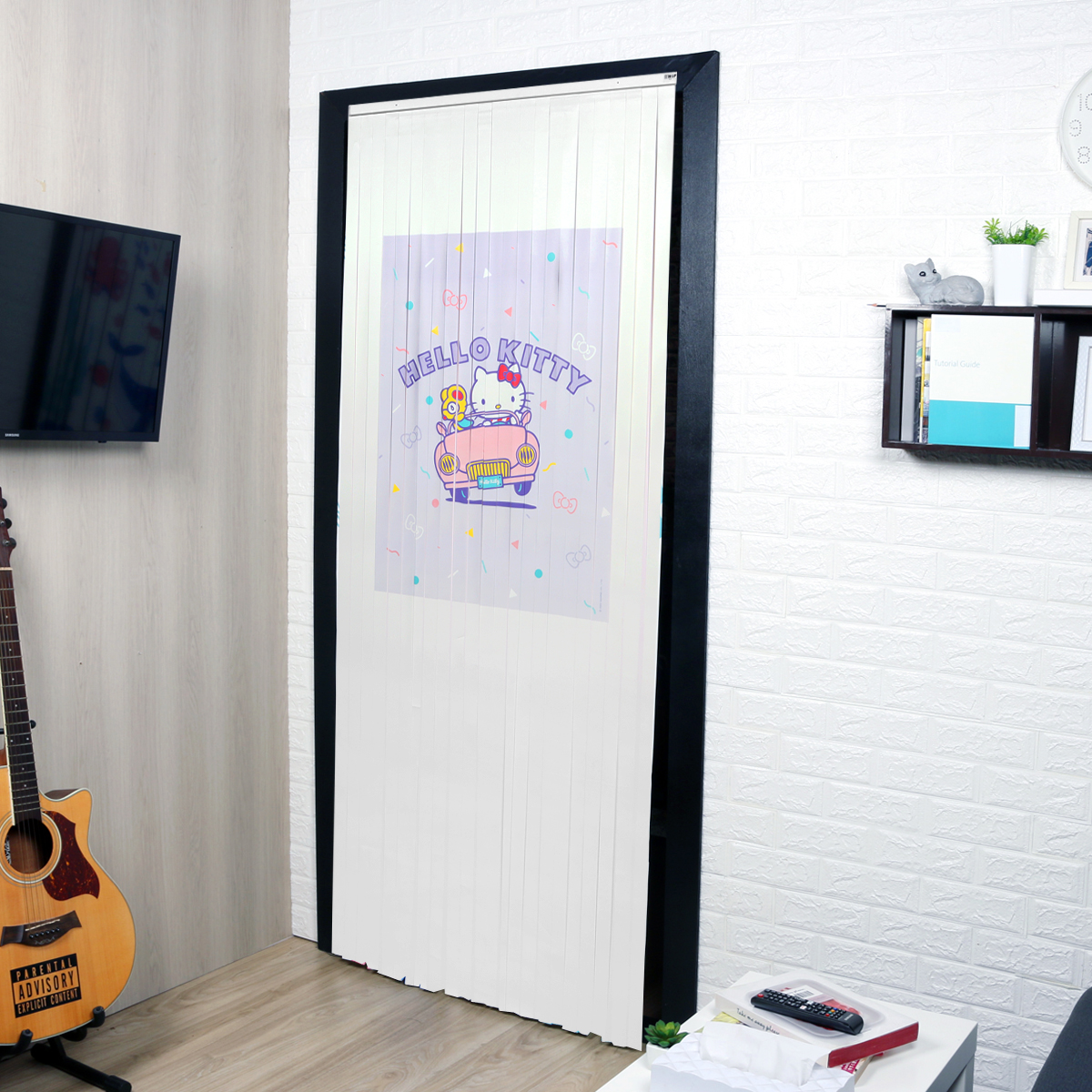 มู่ลี่ประตูพิมพ์ลาย คิตตี้ ขนาด 80x200ซม. รุ่น TK-KT22-02 ราคา 199 บาท*ส่งฟรี