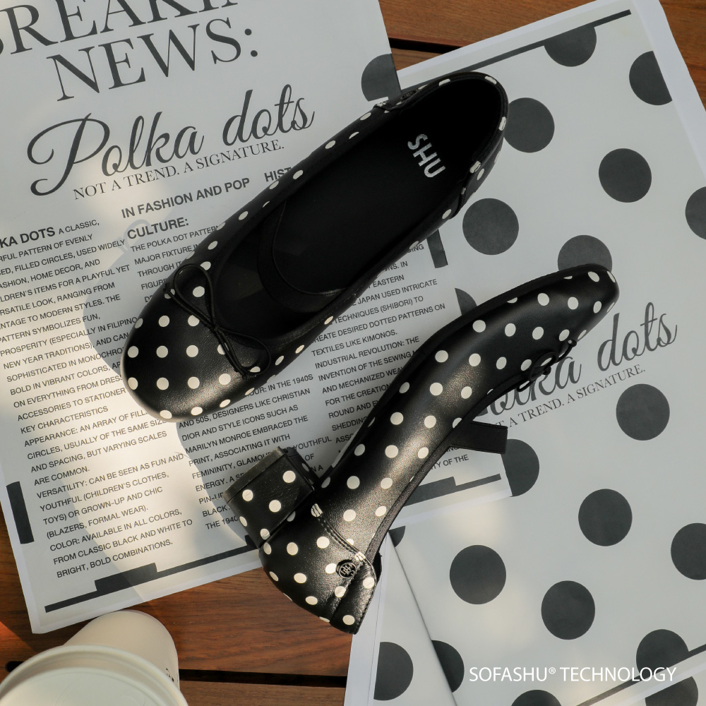 รองเท้าแมรี่เจน รองเท้าแฟชั่นสไตล์เกาหลีหัวมนน่ารัก SHU Sofysofa 1' Polka Dots Mary Jane รองเท้าหนังแท้ ราคา 3,290 บาท*ส่งฟรี