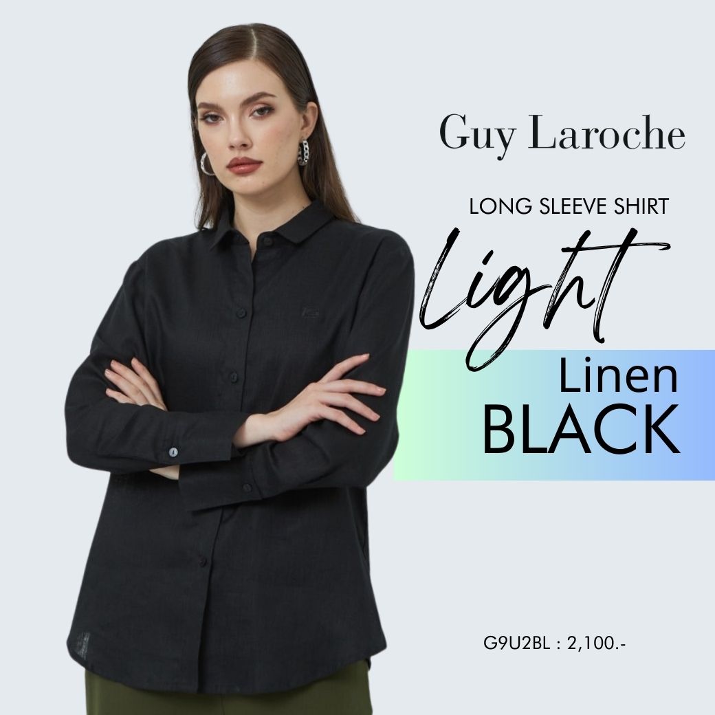 GuyLaroche woman'sshirt LightLinen เสื้อเชิ๊ตผู้หญิง แขนยาว สีดำ G9U2BL ราคา 2,100 บาท*ส่งฟรี