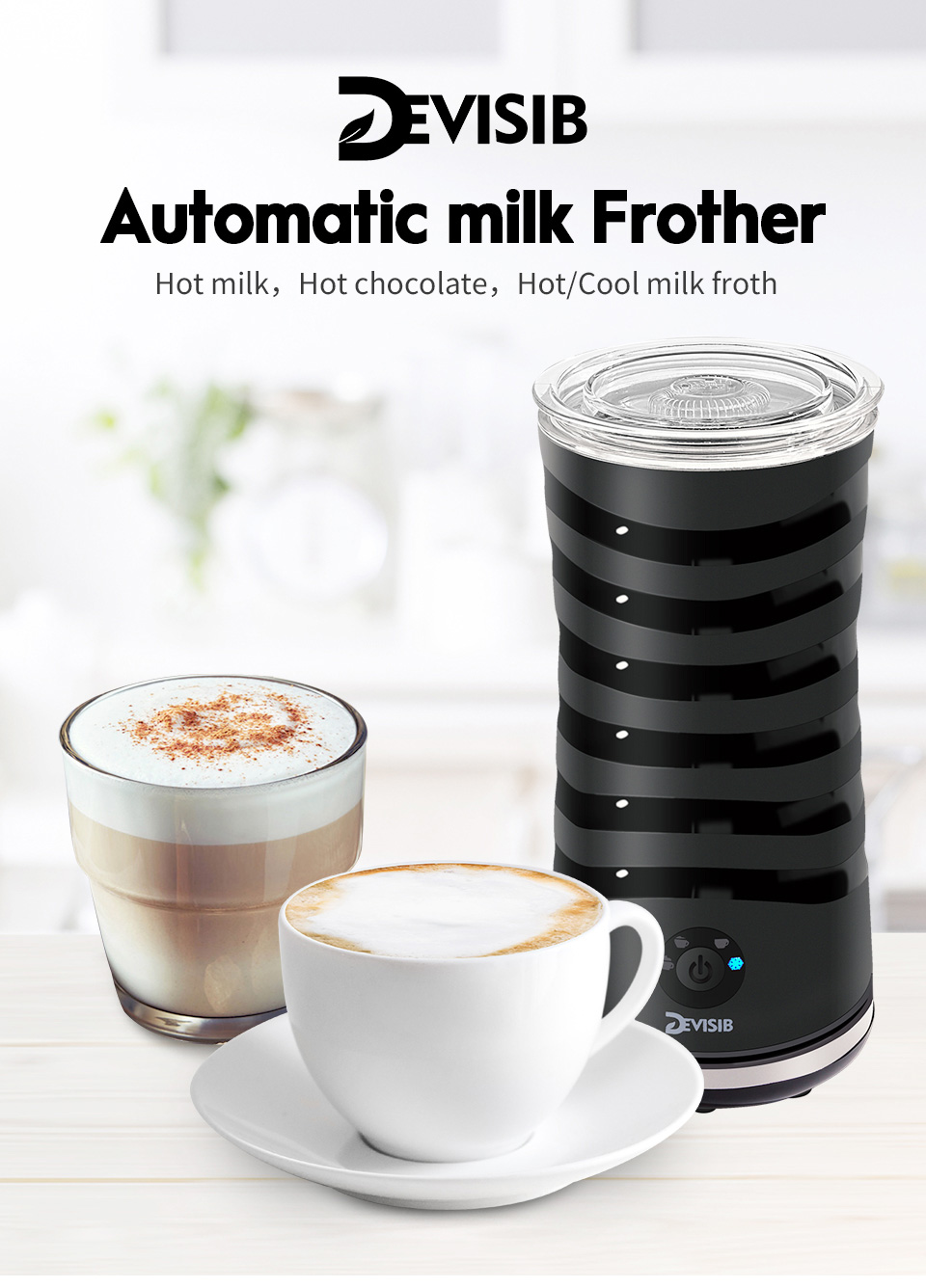 Devisib Milk Frother Electric  Automatic Coffee Milk Frother