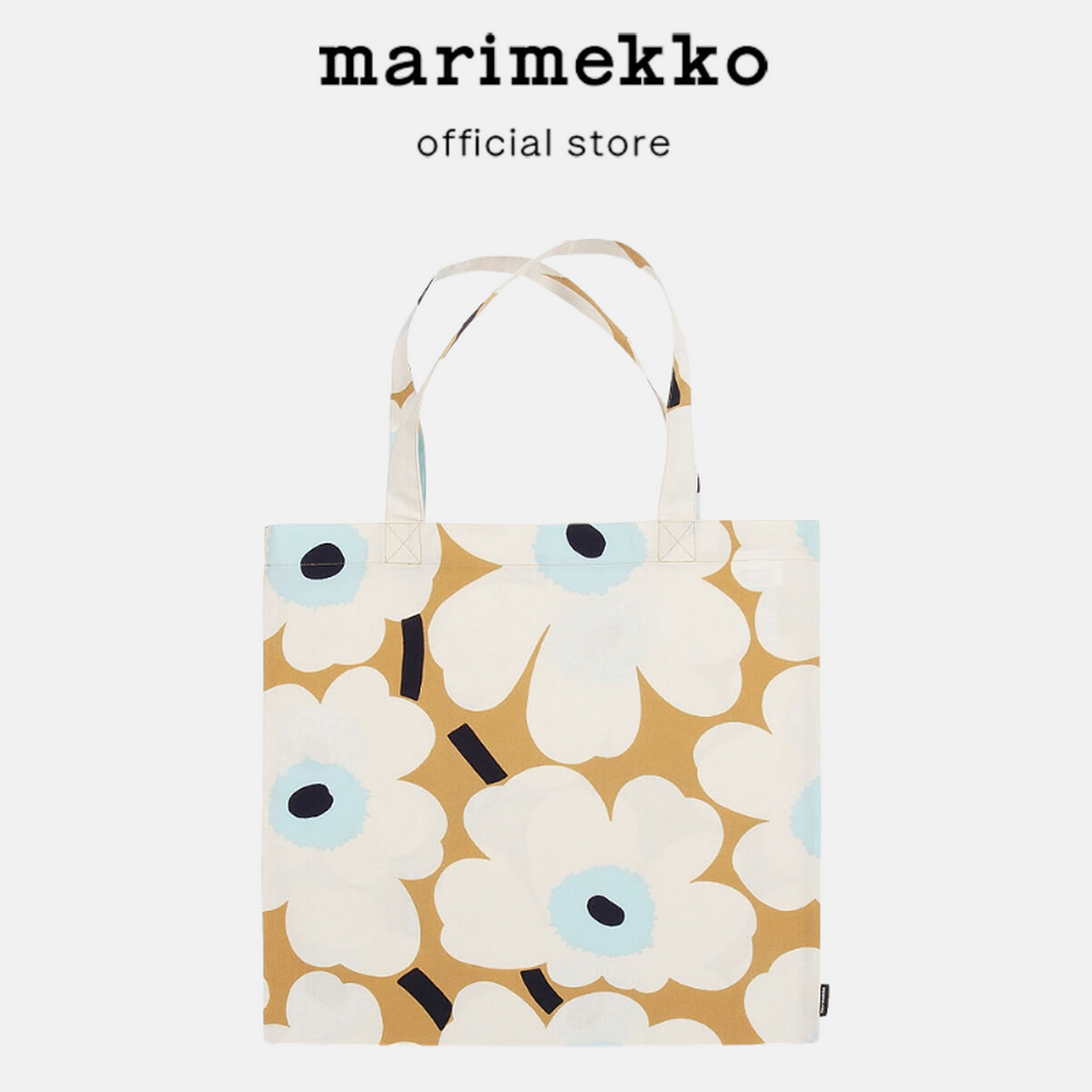 MARIMEKKO PIENI UNIKKO BAG กระเป๋าผ้า ดอกไม้สีขาว กระเป๋าลายดอกไม้ กระเป๋าUnikko ถุงสีเหลือง กระเป๋าผ้าMarimekko Totebag 44X43CM ราคา 1,439 บาท*ส่งฟรี