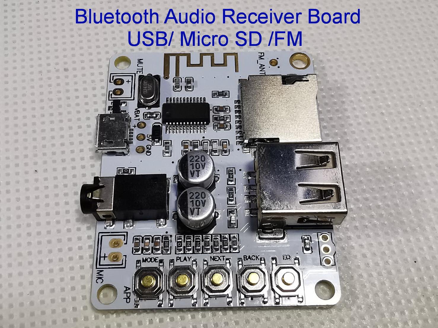 รับสัญญาณเสียงสเตริโอบลูทูช Bluetooth Stereo Audio Receiver board มีช่องเสียบ USB,Micro SD ,FM สำหรับนัก DIY