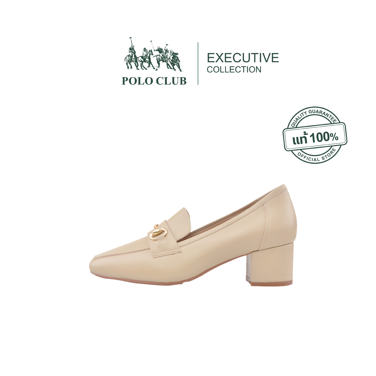 Polo Club Leather Shoes Model Ex-1934, Beige | Women's Shoes Loafers Genuine Leather Shoes, 2 Inch High Heel ราคา 2,600 บาท*ส่งฟรี