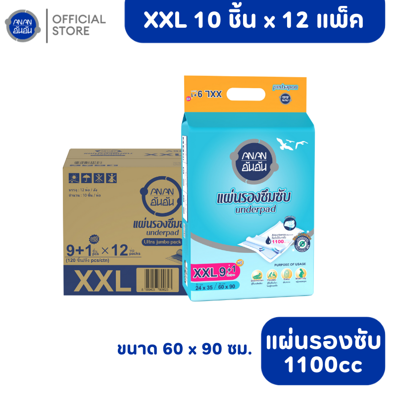 New product Anan under pad XXL10 60x90 A903012 1000cc Adulr, elder, urine,pet pad ราคา 1,490 บาท*ส่งฟรี