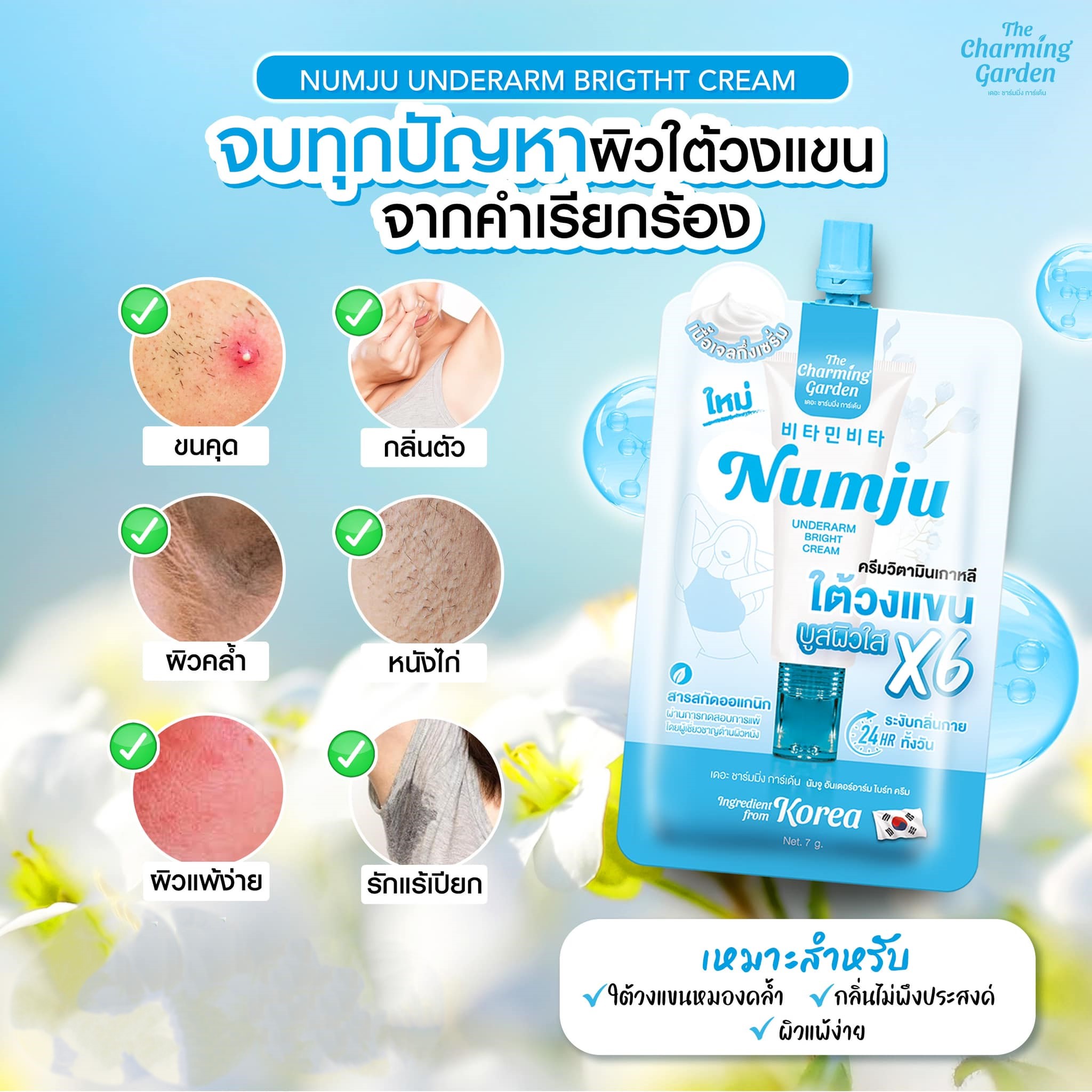 ผลิตภัณฑ์ความงามและการดูแลผิว NUMJU ครีมทารักแร้ Underarm Bright Cream 7 กรัม ราคา 49 บาท*ส่งฟรี