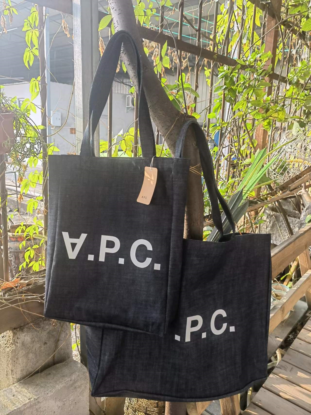 A.P.C. Logo Denim Tote Bag