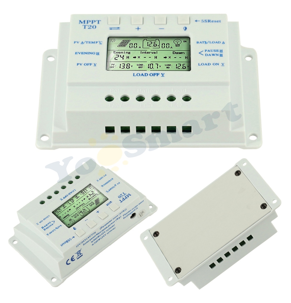 Solar Charge Controller Mppt 10a 20a 30a 40a 12v 24v Auto Battery Regulator Charger Lcd Dual