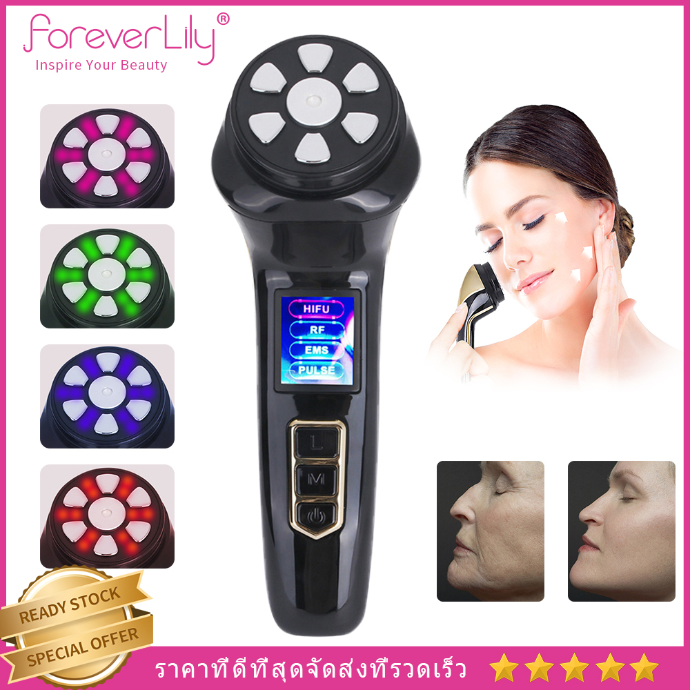foreverlily mini HIFU 3.0 original EMS RF ultrasonic rejuvenation lifting face treatment led Anti Wrinkle ราคา 1,627 บาท*ส่งฟรี