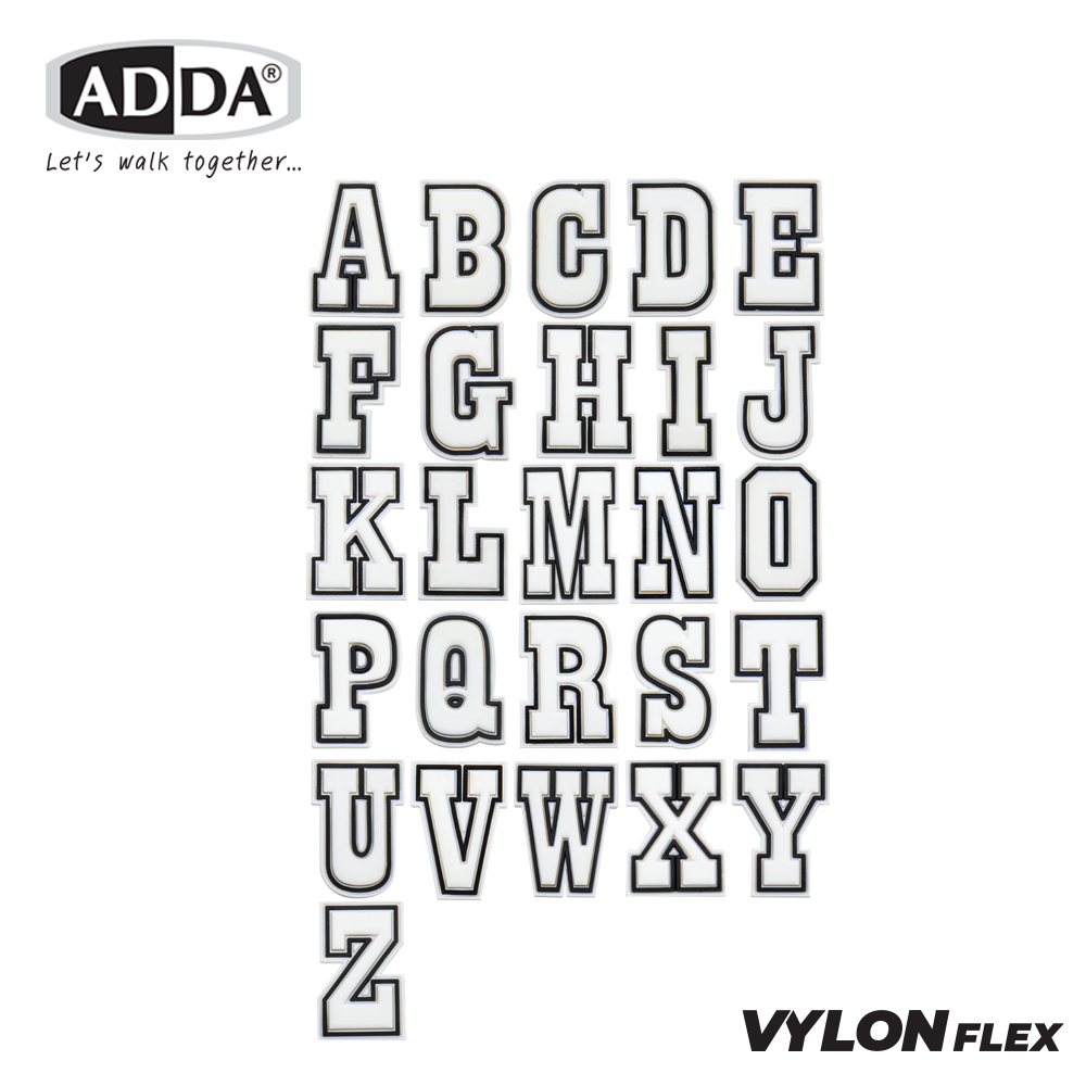 ADDA ตัวติดรองเท้า ตัวอักษรภาษาอังกฤษ A-Z รุ่น JB00AW2-JB00ZW2 (สีขาว) ราคา 12 บาท*ส่งฟรี