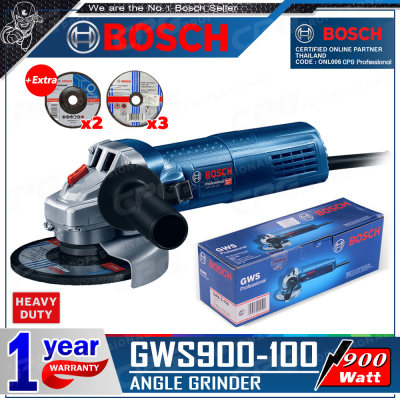 BOSCH เครื่องเจียร์ หินเจียร์ ขนาด 4 นิ้ว ปรับรอบได้ รุ่น GWS 900-100 ++พร้อมใบเจียร์ 5 ใบ++