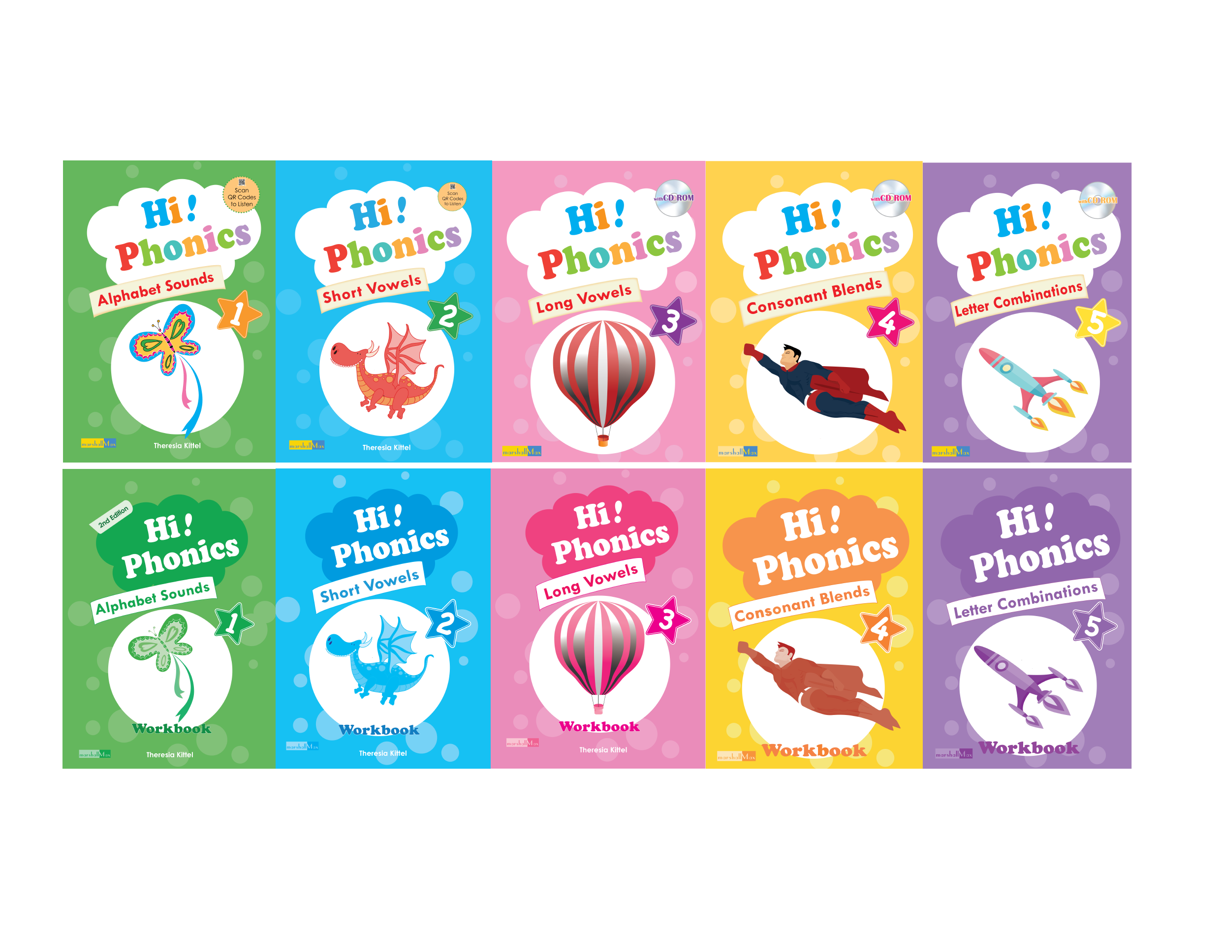 Hi Phonics Full Set (Student books +CDs + Workbooks Set 1-5) ราคา 1,651 บาท*ส่งฟรี
