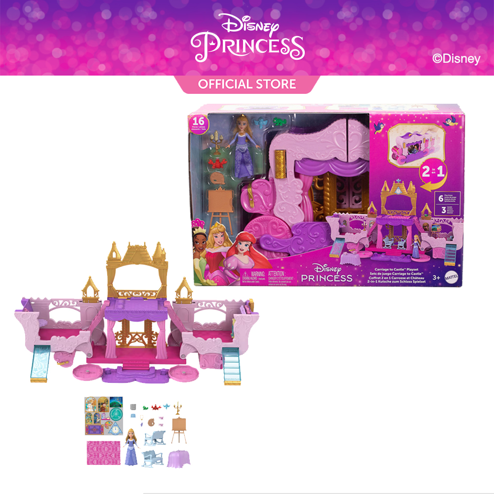 Disney Princess Carriage Transforming Playset ดิสนีย์ปริ้นเซส รถม้าทูอินวัน แปลงเป็นปราสาท พร้อมฟิกเกอร์ HWX17 ID ราคา 3,230 บาท*ส่งฟรี