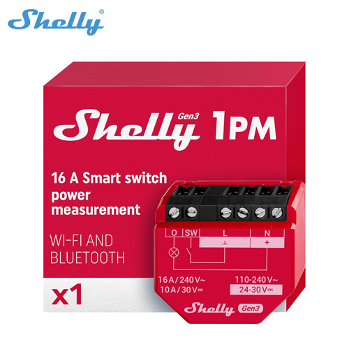 Shelly 1PM Gen3 Wi-Fi Smart Switch With Power Metering 1 Channel 16A energy usage optimization ราคา 723 บาท*ส่งฟรี