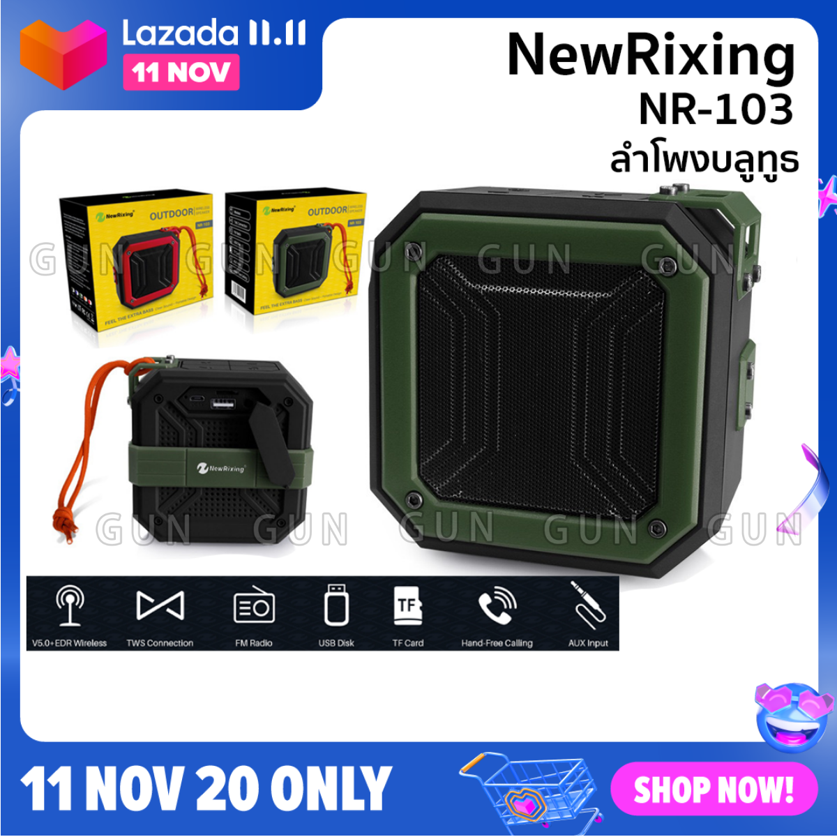 New RiXing NR-103 ลําโพงบูลทูธ Explore BT Bluetooth Speaker TWS Connection (แท้100%)