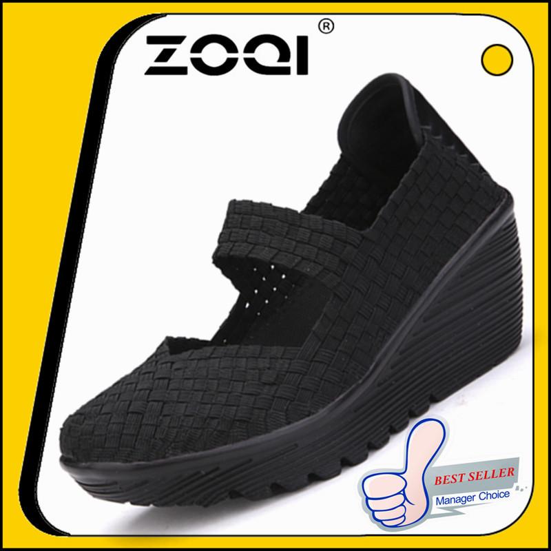ZOQI รองเท้าแฟชั่นทั้งหมดตรงกับหนาด้านล่างเพิ่มความสูงรองเท้า Breathable และเหงื่อ - ดูดซับภายในประณีตทำด้วยมือทอเทคโนโลยีสวมใส่ - ความต้านทานและสะดวกสบาย Sole