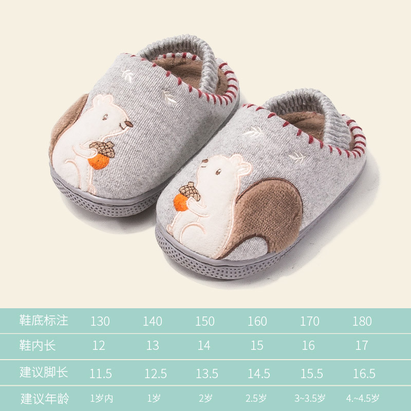 รองเท้าแตะเด็กฤดูหนาวเด็กหญิง 1-3 ปีกันลื่น 2 ทารกอบอุ่นเด็กชายในร่มเด็กทารกหญิงขนสัตว์รองเท้าแตะผ้าฝ้ายเด็ก